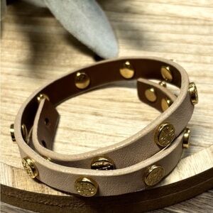 Tory Burch wrap leather bracelet choker